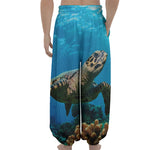 Sea Turtle Underwater Print Lantern Pants
