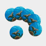 Sea Turtle Underwater Print Leather Coaster Set