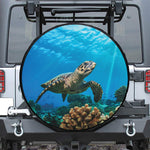 Sea Turtle Underwater Print Leather Spare Tire Cover