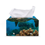 Sea Turtle Underwater Print Leather Tissue Box Cover