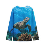 Sea Turtle Underwater Print Long Sleeve Short Coat