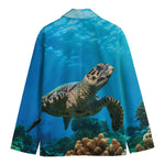 Sea Turtle Underwater Print Men's Blazer
