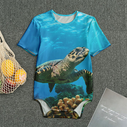 Sea Turtle Underwater Print Men's Bodysuit