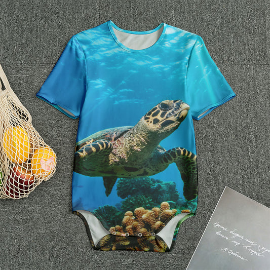 Sea Turtle Underwater Print Men's Bodysuit