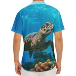 Sea Turtle Underwater Print Men's Deep V-Neck Shirt