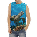 Sea Turtle Underwater Print Men's Fitness Tank Top