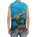 Sea Turtle Underwater Print Men's Fitness Tank Top