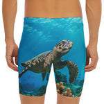 Sea Turtle Underwater Print Men's Long Boxer Briefs