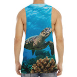Sea Turtle Underwater Print Men's Muscle Tank Top