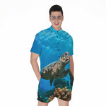 Sea Turtle Underwater Print Men's Rompers