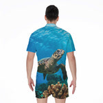 Sea Turtle Underwater Print Men's Rompers