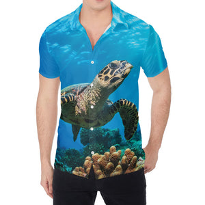 Sea Turtle Underwater Print Men's Shirt