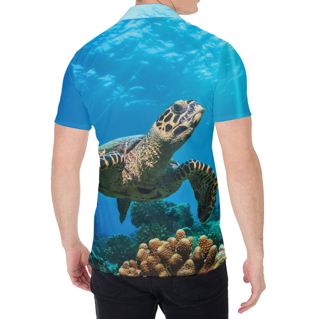 Sea Turtle Underwater Print Men's Shirt