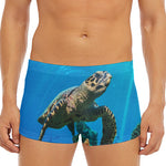 Sea Turtle Underwater Print Men's Short Boxer Briefs