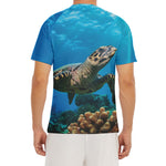 Sea Turtle Underwater Print Men's Short Sleeve Rash Guard