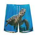 Sea Turtle Underwater Print Men's Athletic Shorts