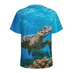 Sea Turtle Underwater Print Men's Sports T-Shirt