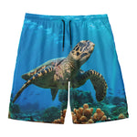 Sea Turtle Underwater Print Men's Swim Trunks