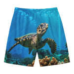 Sea Turtle Underwater Print Men's Swim Trunks