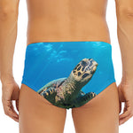 Sea Turtle Underwater Print Men's Triangle Swim Briefs