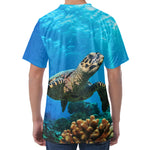 Sea Turtle Underwater Print Men's Velvet T-Shirt