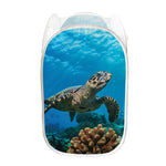 Sea Turtle Underwater Print Mesh Laundry Hamper