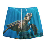 Sea Turtle Underwater Print Mesh Shorts