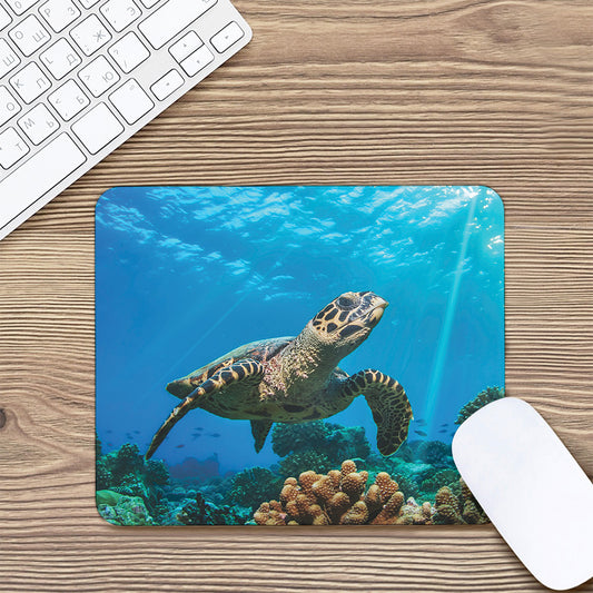 Sea Turtle Underwater Print Mouse Pad
