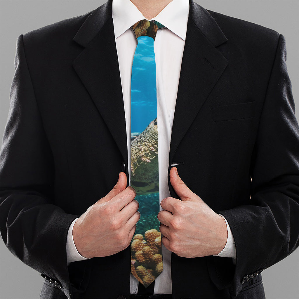 Sea Turtle Underwater Print Necktie