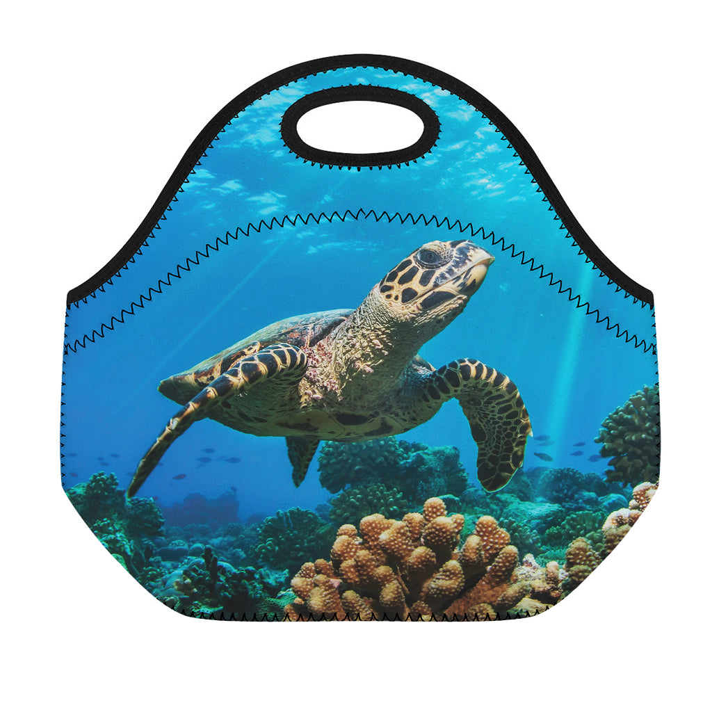 Sea Turtle Underwater Print Neoprene Lunch Bag