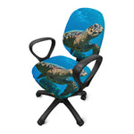 Sea Turtle Underwater Print Office Chair Cover