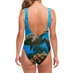 Sea Turtle Underwater Print One Piece Swimsuit