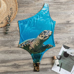 Sea Turtle Underwater Print One Shoulder Bodysuit