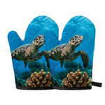 Sea Turtle Underwater Print Oven Mitts