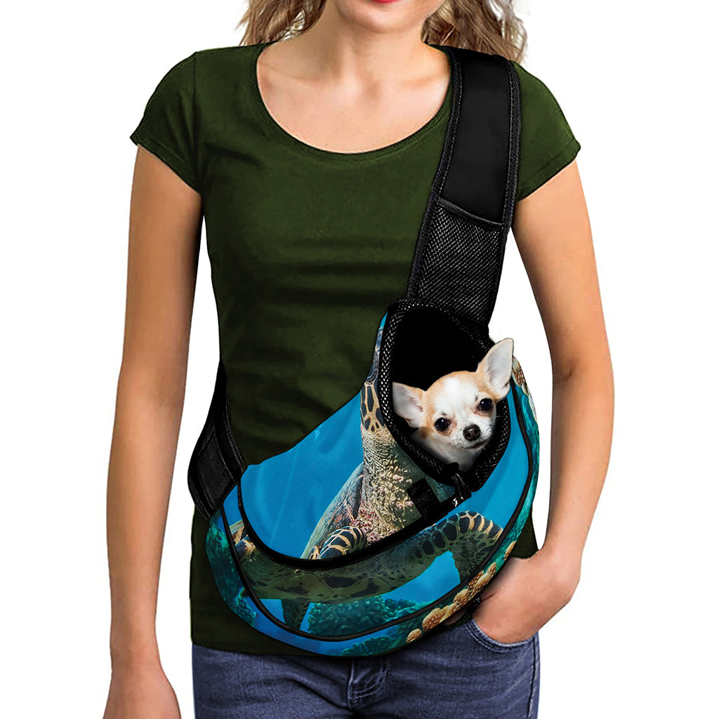 Sea Turtle Underwater Print Pet Sling Carrier
