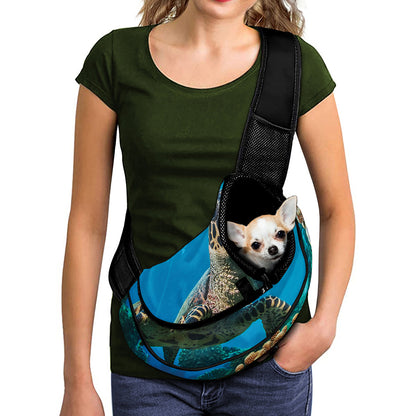 Sea Turtle Underwater Print Pet Sling Carrier