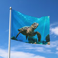Sea Turtle Underwater Print Polyester Flag