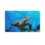 Sea Turtle Underwater Print Polyester Flag