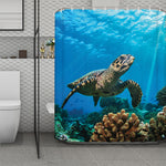 Sea Turtle Underwater Print Polyester Shower Curtain