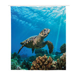 Sea Turtle Underwater Print Polyester Shower Curtain