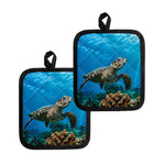 Sea Turtle Underwater Print Pot Holders