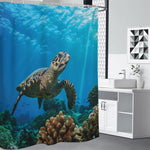 Sea Turtle Underwater Print Premium Shower Curtain