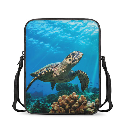 Sea Turtle Underwater Print Rectangular Crossbody Bag