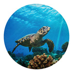 Sea Turtle Underwater Print Round Blanket