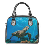 Sea Turtle Underwater Print Shoulder Handbag