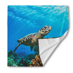 Sea Turtle Underwater Print Silk Bandana