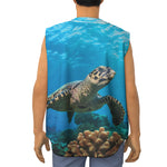 Sea Turtle Underwater Print Sleeveless Baseball Jersey