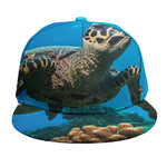 Sea Turtle Underwater Print Snapback Cap