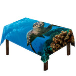 Sea Turtle Underwater Print Tablecloth