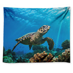 Sea Turtle Underwater Print Tapestry